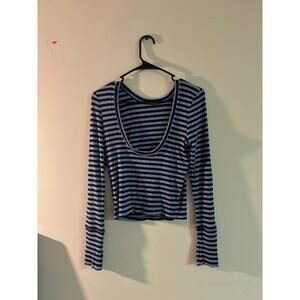 Offline By Aerie Striped Long Sleeve Scoop Neck Top – Size Small